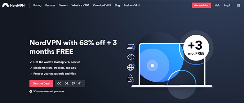 An image featuring NordVPN website homepage screenshot