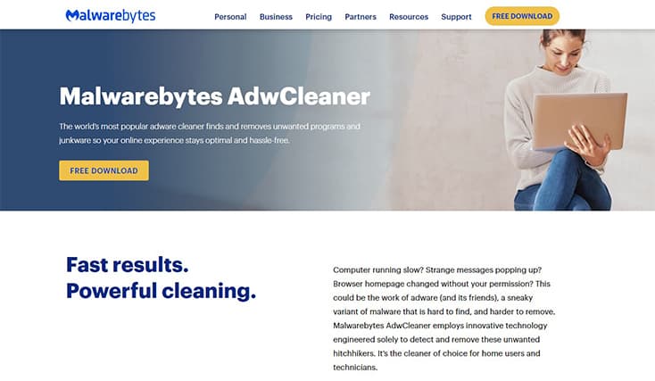 An image featuring AdwCleaner website screenshot