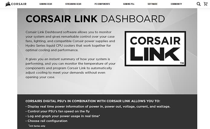 An image featuring Corsair Link website homepage screenshot