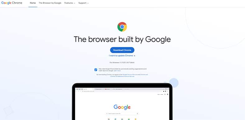 An image featuring Google Chrome web browser homepage