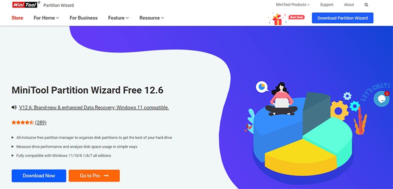 An image featuring MiniTool Partition Wizard website