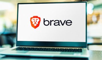 an image with brave browser opened on laptop