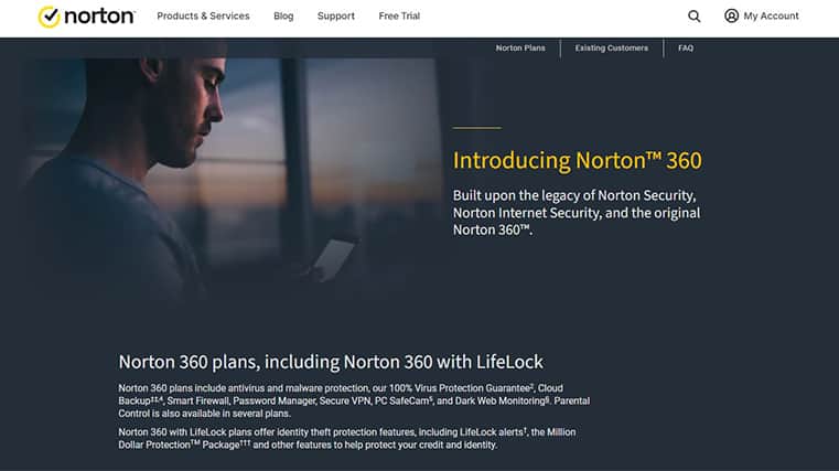 An image featuring Norton 360 website screenshot