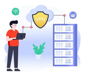 An image featuring a person using a secure VPN on server concept