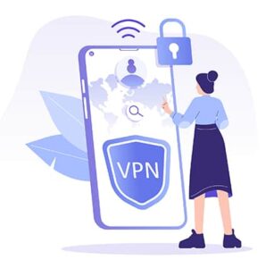 An image featuring a person using a VPN service on their mobile phone concept