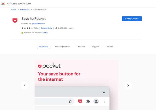 An image featuring Save to Pocket chrome extension