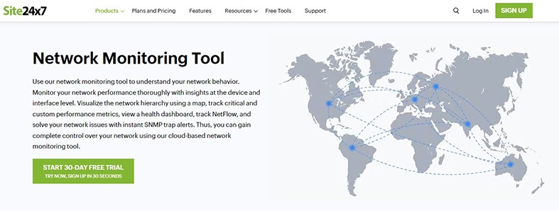 An image featuring Site24x7 network monitoring concept