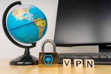 An image featuring secure VPN globe and PC concept