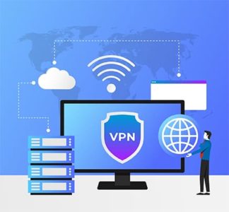 An image featuring VPN privacy and security on the PC with VPN server concept