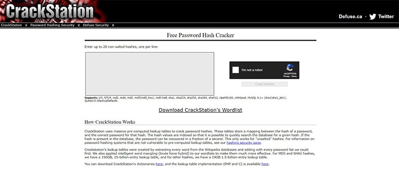 An image featuring CrackStation password cracker