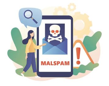 An image featuring malspam concept representing malware spam on mobile
