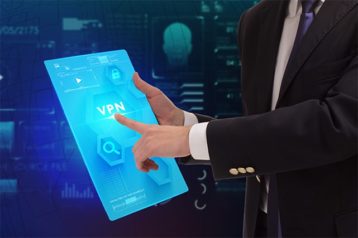 An image featuring person pointing to VPN service concept