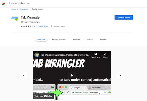 An image featuring Tab Wrangler chrome extension