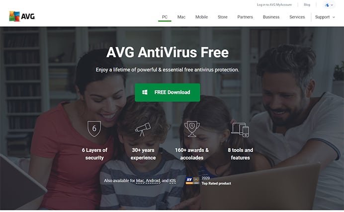 An image featuring AVG Antivirus website