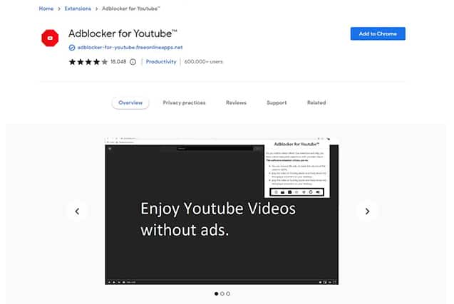 An image featuring Adblocker for YouTube screenshot