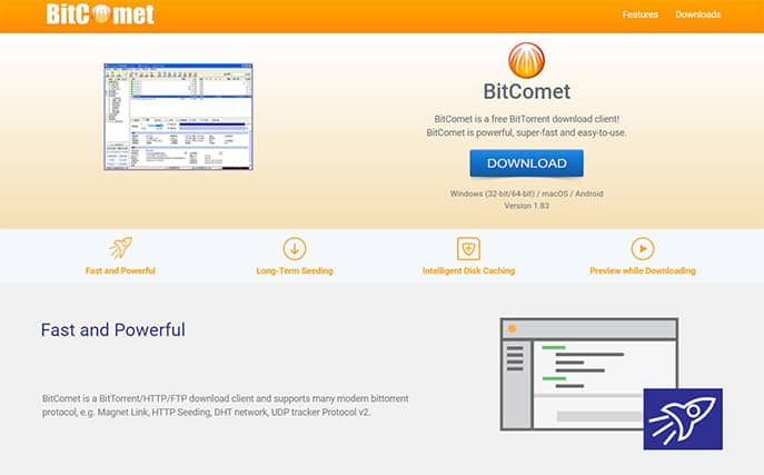 An image featuring BitComet website