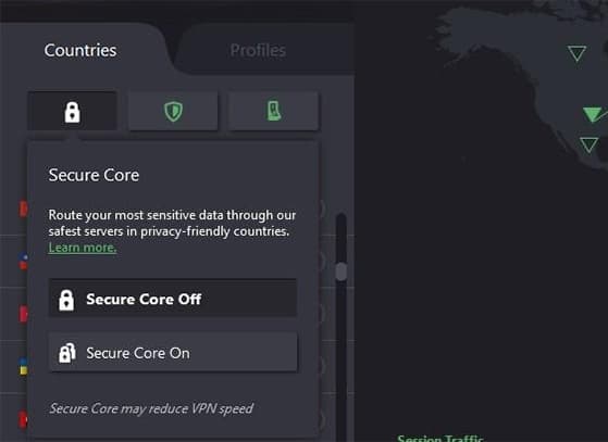 An image featuring ProtonVPN secure core servers