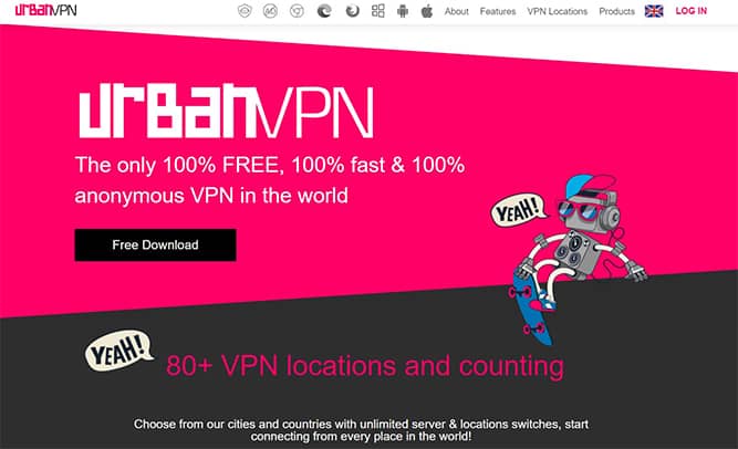 an image with Urban VPN homepage 