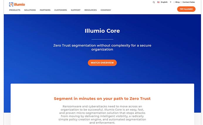 An image featuring Illumio website homepage screenshot