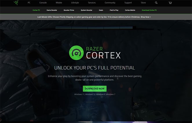 An image featuring Razer Cortex website screenshot