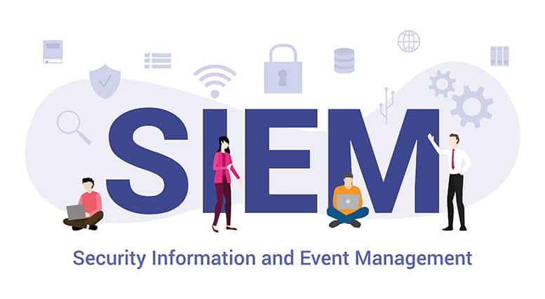 An image featuring security information and event management concept