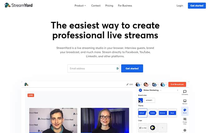 An image featuring StreamYard website homepage screenshot