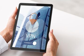 An image featuring VPN connection on tablet concept