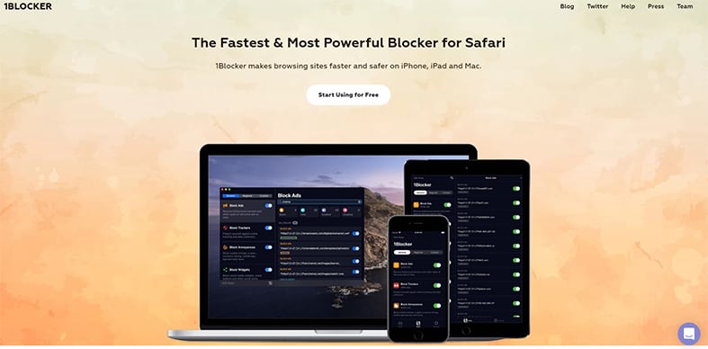 An image featuring 1Blocker Website Screenshot