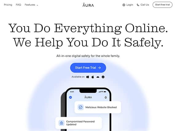An image featuring Aura website homepage