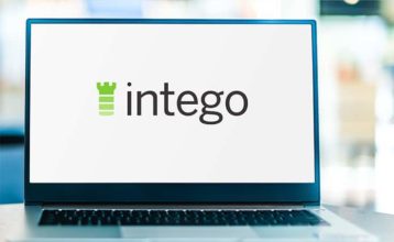 An image featuring the Intego logo on laptop
