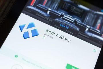 An image featuring Kodi addons on phone concept