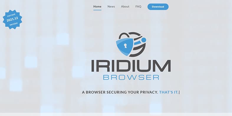 An image featuring Iridum web browser homepage