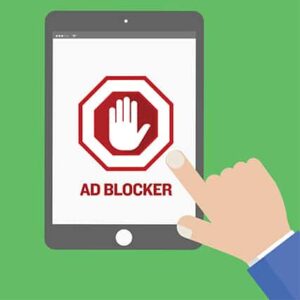 An image featuring a person blocking ads on his mobile phone concept
