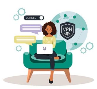 An image featuring a person using a VPN on their laptop concept