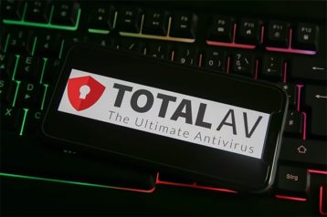 An image featuring TotalAV cyber security opened on phone