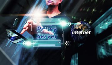 An image featuring a person using a proxy server concept
