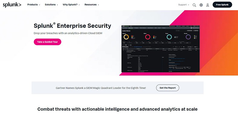 An image featuring Splunk website homepage screenshot