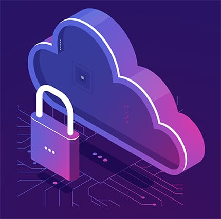 An image featuring cloud lock security concept