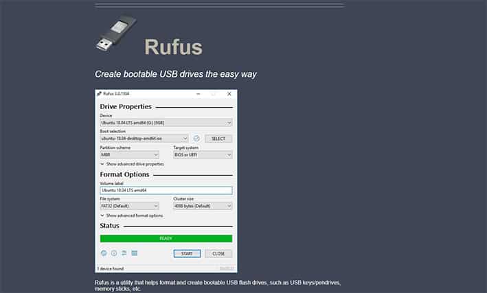 An image featuring Rufus website homepage