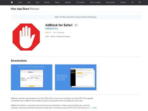 An image featuring AdBlock for Safari screenshot