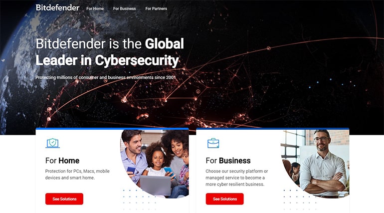 An image featuring Bitdefender Website homepage screenshot