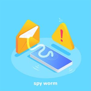 An image featuring computer worm attacking a smartphone concept