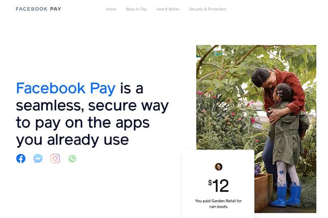 An image featuring Facebook Pay homepage