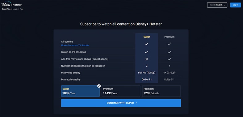 An image featuring Hotstar subscription package screenshot
