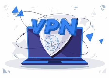 An image featuring a laptop that has a VPN connection secured concept