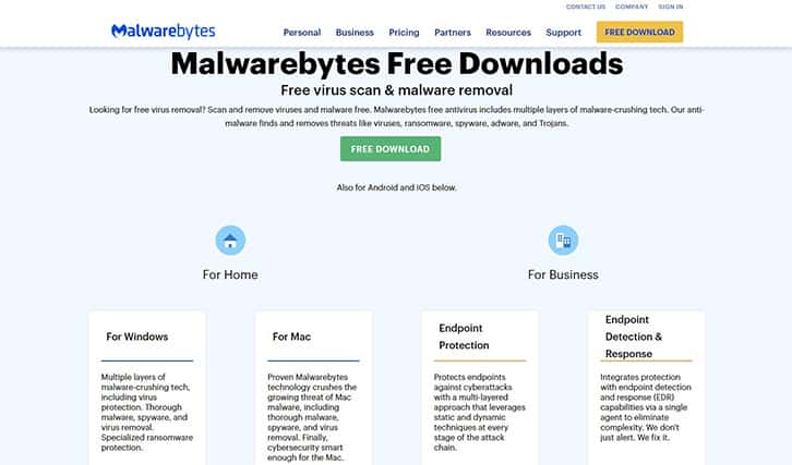 how good is malwarebytes free virus protection