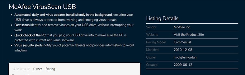 An image featuring McAfee VirusScan USB screenshot