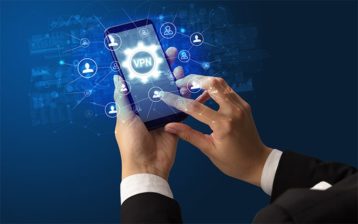 An image featuring a person using a VPN on their mobile phone concept