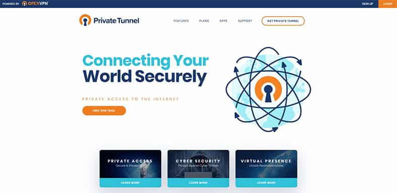 An image featuring PrivateTunnel website screenshot