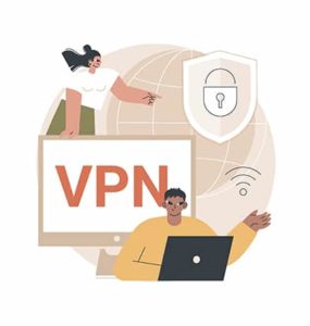 An image featuring VPN access on laptop concept